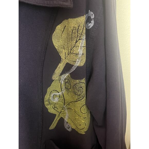 Vintage Long Cotton Duster Coat Cardigan Women’s Medium Large Blue Relaxed - Picture 3 of 11